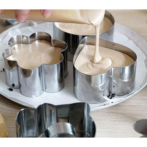 Stainless Steel Cake Moulds Flower Heart Dessert Cookies Mousse Cakes Mold Baking Tools Kitchen Accessories