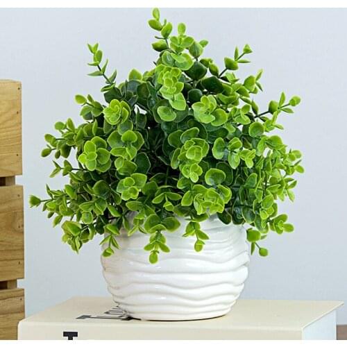 32cm Green Artificial Eucalyptus Stem 49-Leaf Artificial Eucalyptus Plant Faux Plant Stem Universal For Office Home Decoration