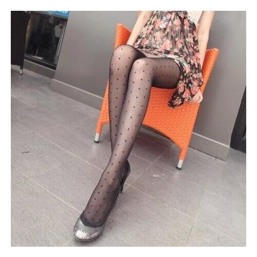 New Womens Tights Classic Small Polka Dot Silk Stockings.Thin Lady Vintage Faux Tattoo Stockings Pantyhose Female Hosiery