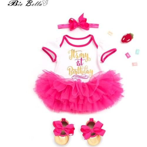 Kids Girls Clothes Set Birthday Wedding Baptsim Baby Girls Clothing Skirt+Shoes+Bodysuit+Headband 4Pcs/Set Girls Outfits Costume