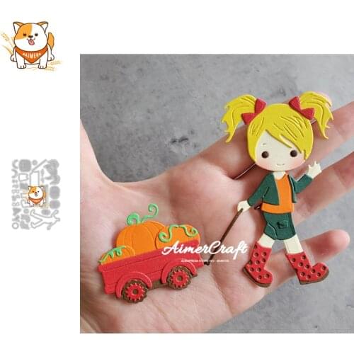 Girl Pulling Cart Metal Cutting Dies Mold Knife Scrapbooking Stencil DIY Embossing Craft Die Cuts Card Making New Dies For 2020