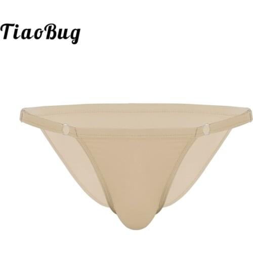 TiaoBug Men Lingerie Adjustable Waistband Soft Solid Color Low Rise Bikini Tanga Briefs Jockstrap Sexy Male Gay Pouch Underwear