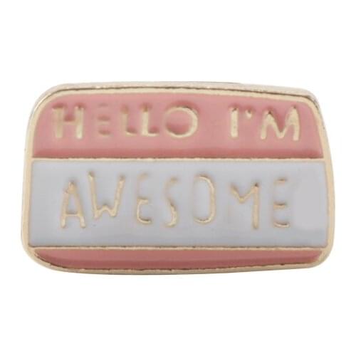 New Fashion HELLO I'M AWOSOME Pins Creative LETTER Brooch значки Shirt Bag Lapel Badge Enamel Pin for Gift