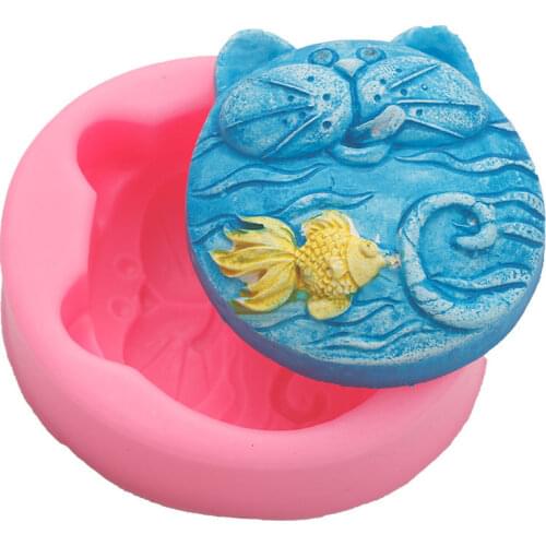 New Cat and Fish Soap Silicone Mold for DIY Chocolate Candy Handmade Ornaments Plaster Candle Fondant Mould Kitchenware Baking