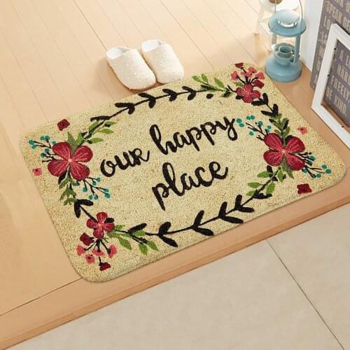 New 40*60cm Doormat Welcome Home Anti-slip Carpet Rug Bedroom Entrance Floor Mats Flower Dog Letter Pattern Decor