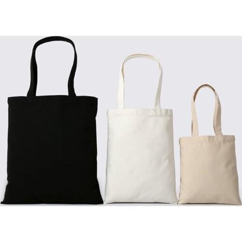 2pcs- Blank Cotton Handle Bag DIY Hand-painted Tote Bag White/Black Canvas Bag