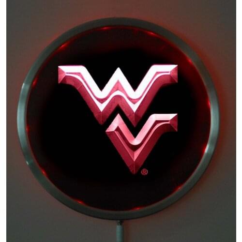 Rs-0113 West Virginia Mountaineers LED Neon Round Signs 25cm/ 10 Inch - Bar Sign with RGB Multi-Color Remote Wireless Control