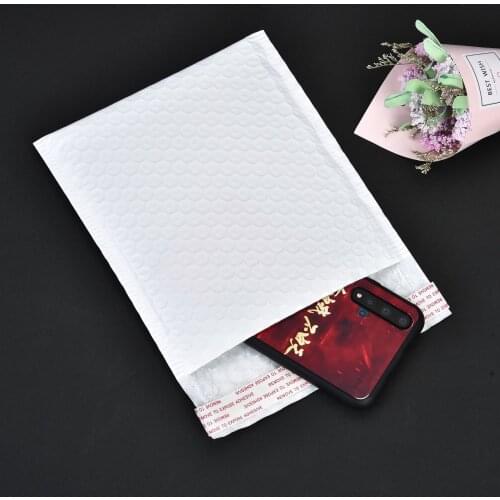 Adhesive Sticker Blank Padded Bubble Mailer Bag White bubble polymailers Bag Gift packing jewelry pack laser mailing bag 20X25cm
