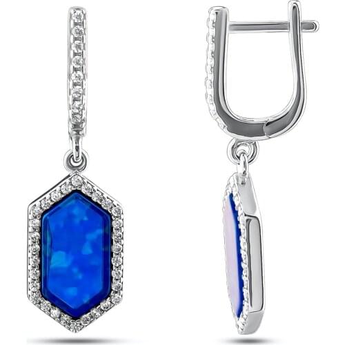 Silver Blue Stone Earrings Women Long Earring Multi Stone Women Jewelry Solid 925 Sterling Silver Gifts For Women
