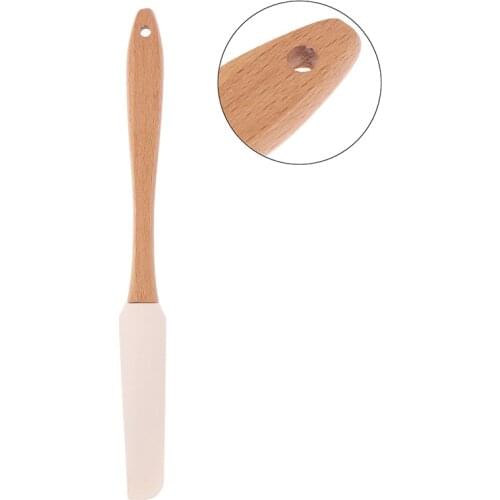 Scraper Durable Wood Handle Utensil Spatula Cream Butter Removable Silicone
