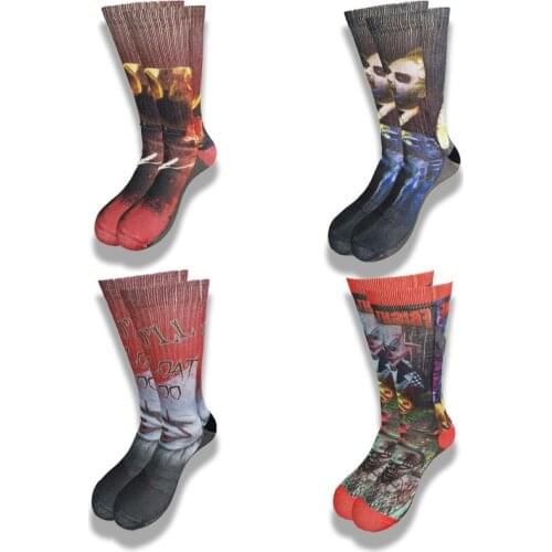 Spring Autumn Thin money Style Terry Mens Socks Towel Bottom Printing Animation Cartoon Series Movie Characters Middle Barrel