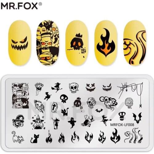 Stamp Plates Halloween Flame Image Nail Art Template Stainless Steel Floral Flower Lace Stencils