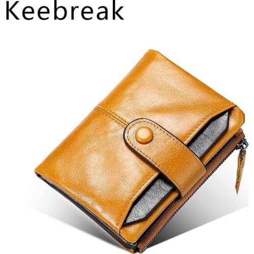 Keebreak 2020 Trend Cowhide Men Wallet Brand Fashion Purse Rfid Anti-theft Smart Wallets Zipper Coin Money Bag Mini Card Wallet