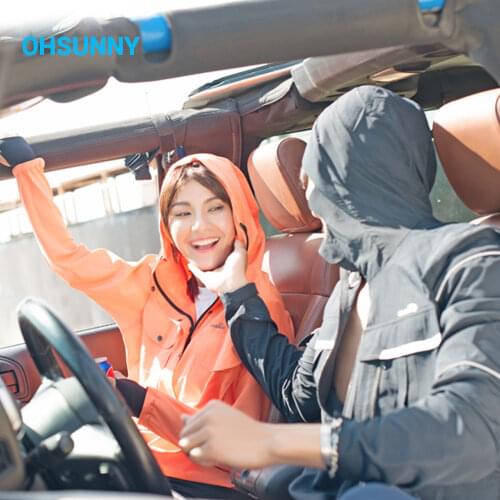 OhSunny Outdoor Sports Anti-UV Hoodie Sun Protection Sunscreen Clothes Long Sleeve Pockets Patchwork Zipper Face Cover Coats