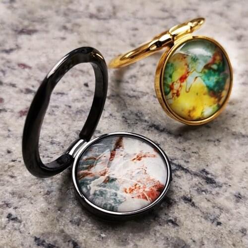 Universal Mobile Phone Stand Ring bracket For Women Ring buckle For Phone Marbling Design 360 Rotation Multi function Black