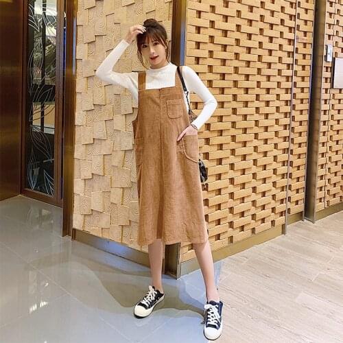 Corduroy Dress + Knitted Maternity Shirts Suits Autumn Winter Fashion Clothes for Pregnant Women Elegant Bodycon Pregnancy