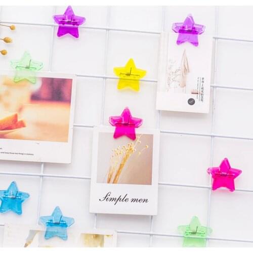 10Pcs/Lot Colorful Five-pointed Star Paper Clip Kawaii DIY Photo Wall Decoration Test Tool Transparent Clips Creative Stationery