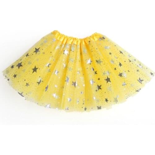 Yellow Baby Kids skirt Girls Princess Stars Glitter Dance Tutu Skirt Sequins Party Dance Ballet Tutu Printed stars Skirts