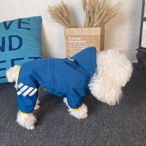 Small Dog Raincoat Waterproof Small Dog Clothes Coat Rain Jacket Small Medium Dog Hooded Polyester Four-legged Clothing