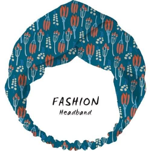 2020 Women Summer Hair Accessories colorful pattern with buds and berries Fashion Headband Cross Hair Band Scrunchies Headdress