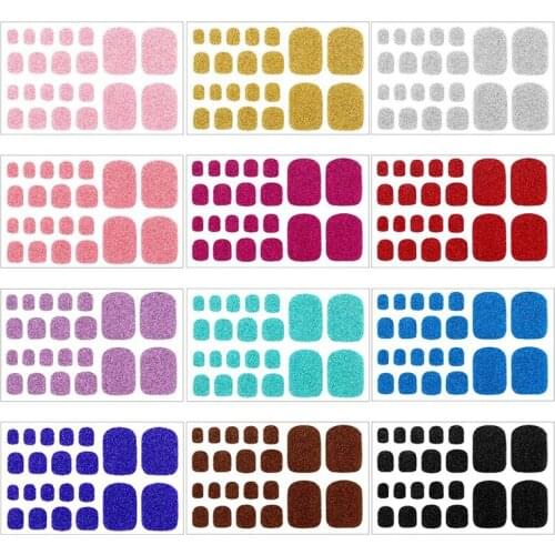 12 Pcs Shiny Nail Stickers Self-Adhesive Toe Nail Polish Stickers Solid Color Nail Art Decals Striped Shiny Nail Art Set