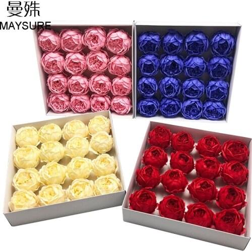 16pcs/box 9CM Soap Peony Artificial Rose Flower Head Soap Flower Head for Valentines Day Gift Love Gift DIY Wedding Home Decor