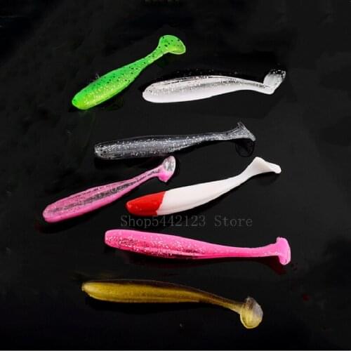20pcs Soft Bait 55mm 1g T Tail Jigging Wobblers Fishing Lure Tackle Bass Aritificial Silicone Swim bait