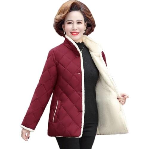 2021 Winter Lamb Fur Women Jacket Warm Plus velvet Thick Short Jacket Female Casual Cotton Basic Coats Plus size 5XL Parka Tops