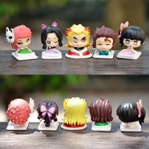 5Pcs/Lot Anime Demon Slayer Kimetsu No Yaiba Figure Sleep Kamado Tanjirou Kamado Nezuko Agatsuma Figurine PVC Model Toys Gift