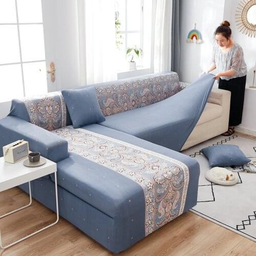 New Jacquard Stretch Sofa Cover Full-inclusive Nordic Universal L-Shaped Living Room Furniture Cover 1/2/3/4 Seat Modular Sofa