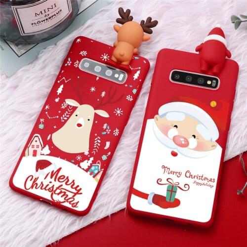 Merry Christmas Case For Samsung Galaxy S20 Ultra S10 S8 S9 S10e Note 10 8 9 Lite J4 J6 Plus 2018 Cartoon Elk Santa Claus Coque