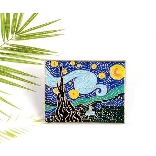 Beautiful comics ancient legend jungle village enamel pin natural moon sun cloud black flame denim badge brooch friend gift