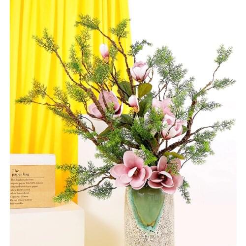 5 Branch Artificial Green Cypress Tree Leaf Pine Needle Leaves Branch Christmas Home Garden Decor Wedding Decorative Flowers