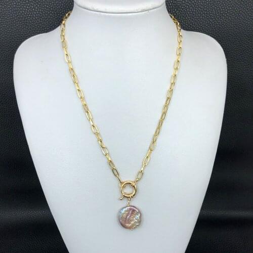 KBJW Original Fancy Purple Freshwater Pearl Pendant Necklace Stainless Steel Durable Gold Color Chain Necklace New Jewelry 2020