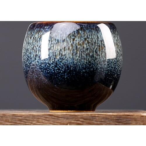 Ceramic Temmoku Glaze Tea Cup Creative Kiln Change Tea Bowl Household Kung Fu Water Cup Portable Travel Cup Office Drinkware