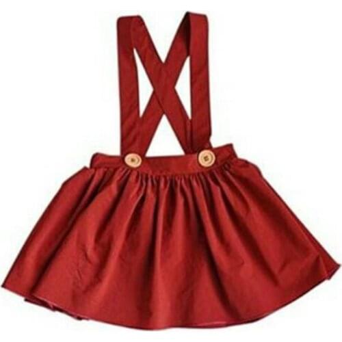 Newborn Toddler Kids Baby Girls Suspender Skirt Infant Toddler Button Overalls Outfits Party Cotton Skirts 0-3Y