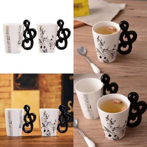 Creative novelty note handle ceramic cup free spectrum coffee milk tea cup personality mug unique musical instrument gift cup