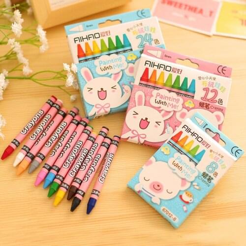 12 Colors Boxed Crayons Creative Cartoon Children Paint Brush Art Supplies Kids Painting Drawing Supplies Student Stationery