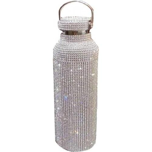 Insulated Rhinestone Vacuum Cup Stainless Steel Flask Bottle Drinking Kettle