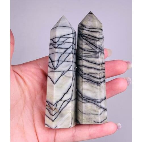 Natural Healing Obelisk Wand Ornament Home Decor Reiki Energy Crystal 1PC