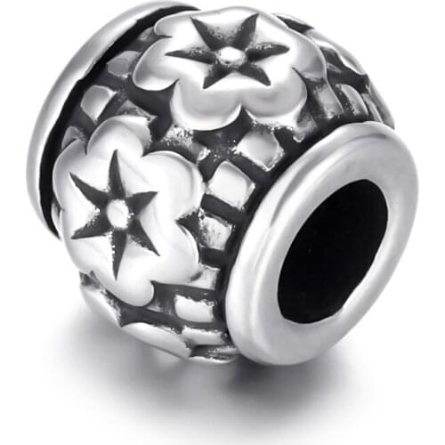 Stainless Steel Barrel Bead Polished 5mm Large Hole Metal Beads Charms for DIY Bracelet Jewelry Making Accessories