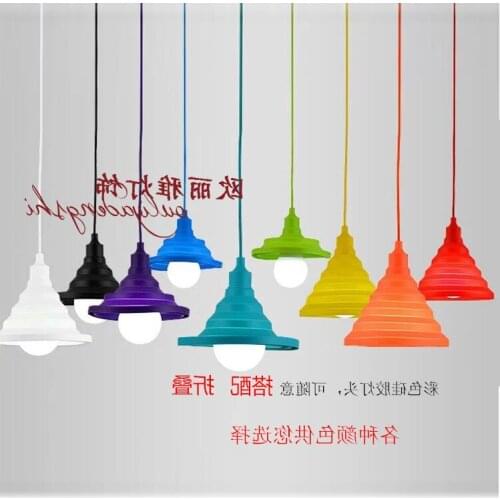 Simple Personality Can Be Folded To Fold The Restaurant Supermarket Fruit Shop Childrens Pendant Lamp Color Silica Gel
