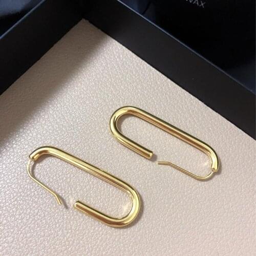 Simple Long Drop Earrings Ear Fashion Jewelry Luxury Brand Design Big Personality Geometric Golden Earrings Ladies