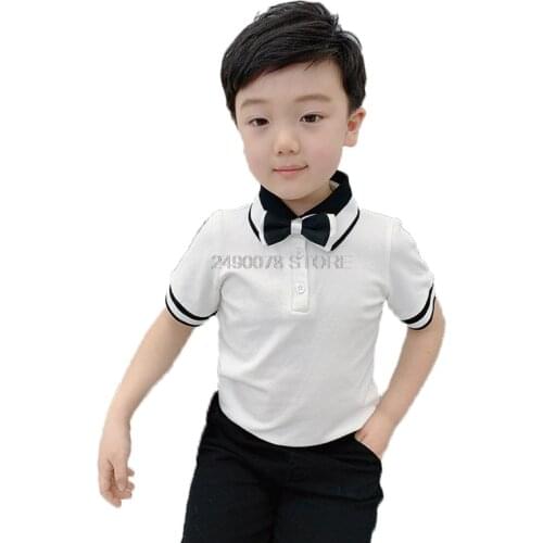 School Boys Shirt Short Sleeve Kids High Quality Shirts Collar Tops Tees Baby Boys Girls Shirt 2-10 Years Child Clothes