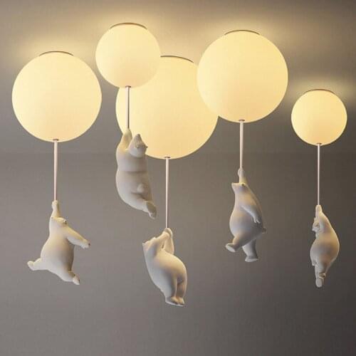 Bedroom lamp ceiling lamp cartoon bear creative childrens room lamp boy girl nordic living room dining room balloon lamp