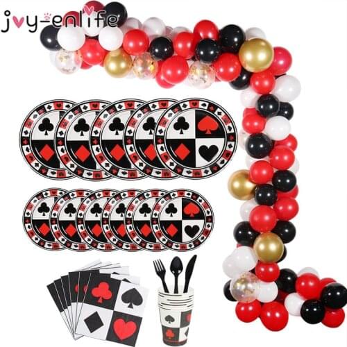 Casino Theme Decoration Playing Card Disposable Tableware Poker Las Vegas Party Decoration Balloon Game Night Magic Party Supply