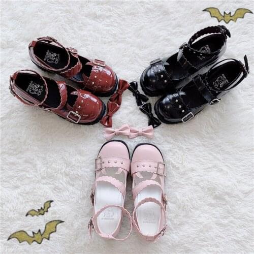 Punk Gothic Lolita Shoes Devil Horn Buckle Strap Medium Block Heel Pumps