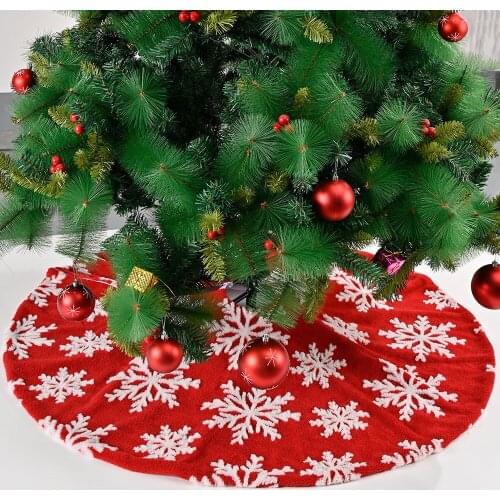 Christmas Tree Skirt Snowflake Plush Faux Fur Xmas Tree Carpet Merry Christmas Tree Decorations Ornament New Year Home Decor