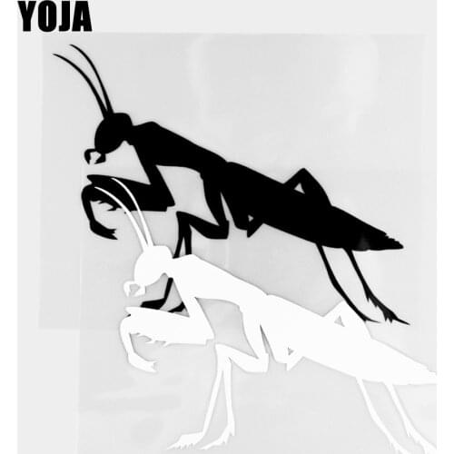 YOJA 17.1×12.7CM Vinyl Decal Handsome Mantis Car Pattern Stickers Cartoon Animals Black/Silver 19C-0376