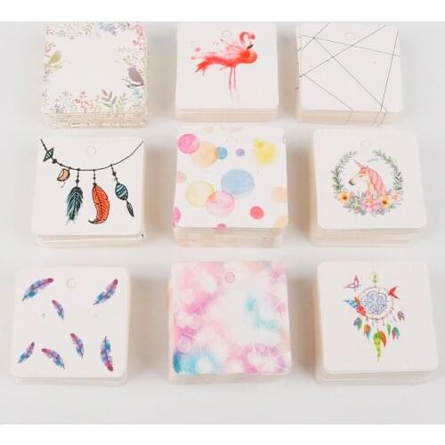 4x5cm 100pcs Colorful Paper Cards Printing Jewelry Necklace Bracelet Hang Tag Jewelry Display Cards Label Tag